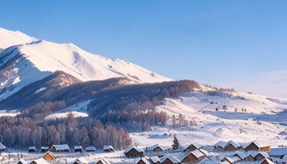 禾木村雪原与雪山