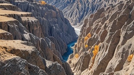独山子大峡谷深切沟壑与碧色河道