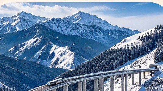 果子沟大桥横跨冰雪山谷